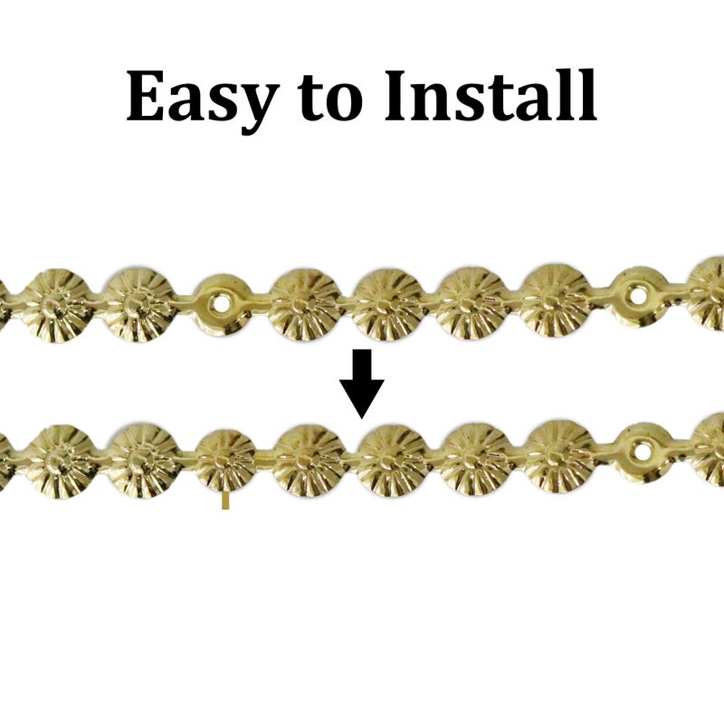 bociloy 10Pcs 1 Meter Upholstery Tacks Strips  Decorative Nail Strips Trim for Sofa  Headboard  Chair Furniture with Single Tacks (D11mm Gold Flower) - Image 5